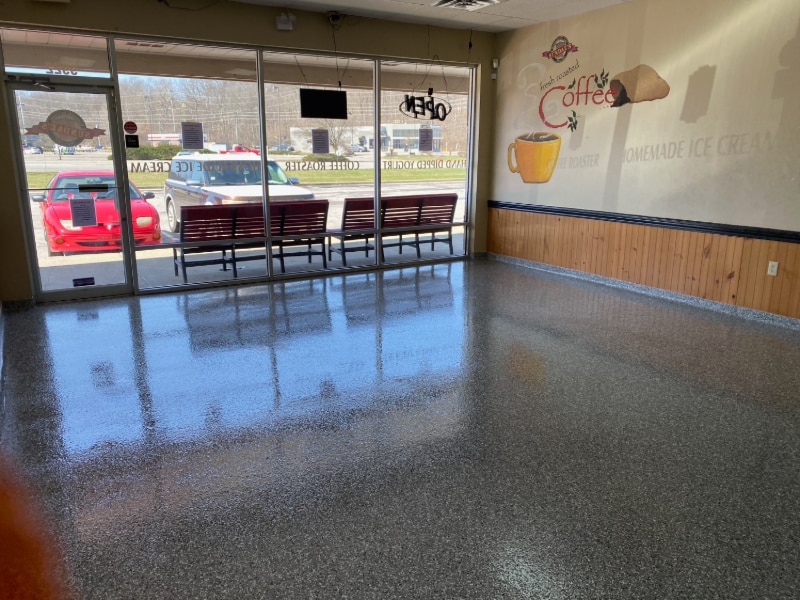 Retail commercial epoxy floor Indianapolis